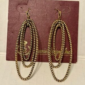 Premier Designs Gold and Black Loop Earrings